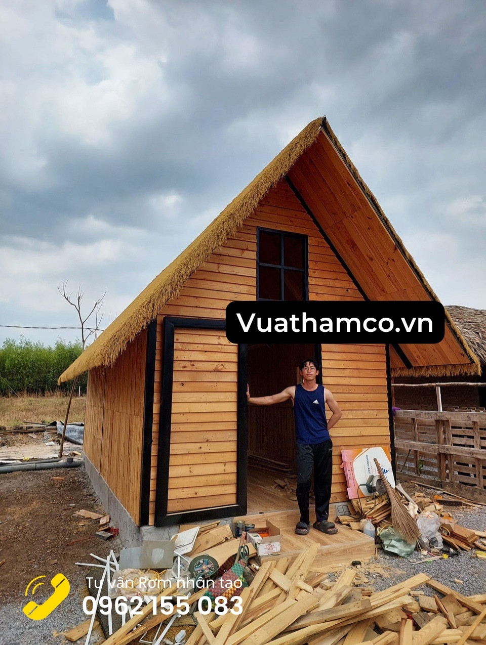 Rơm nhân tạo lợp mái khu nhà nghỉ dưỡng