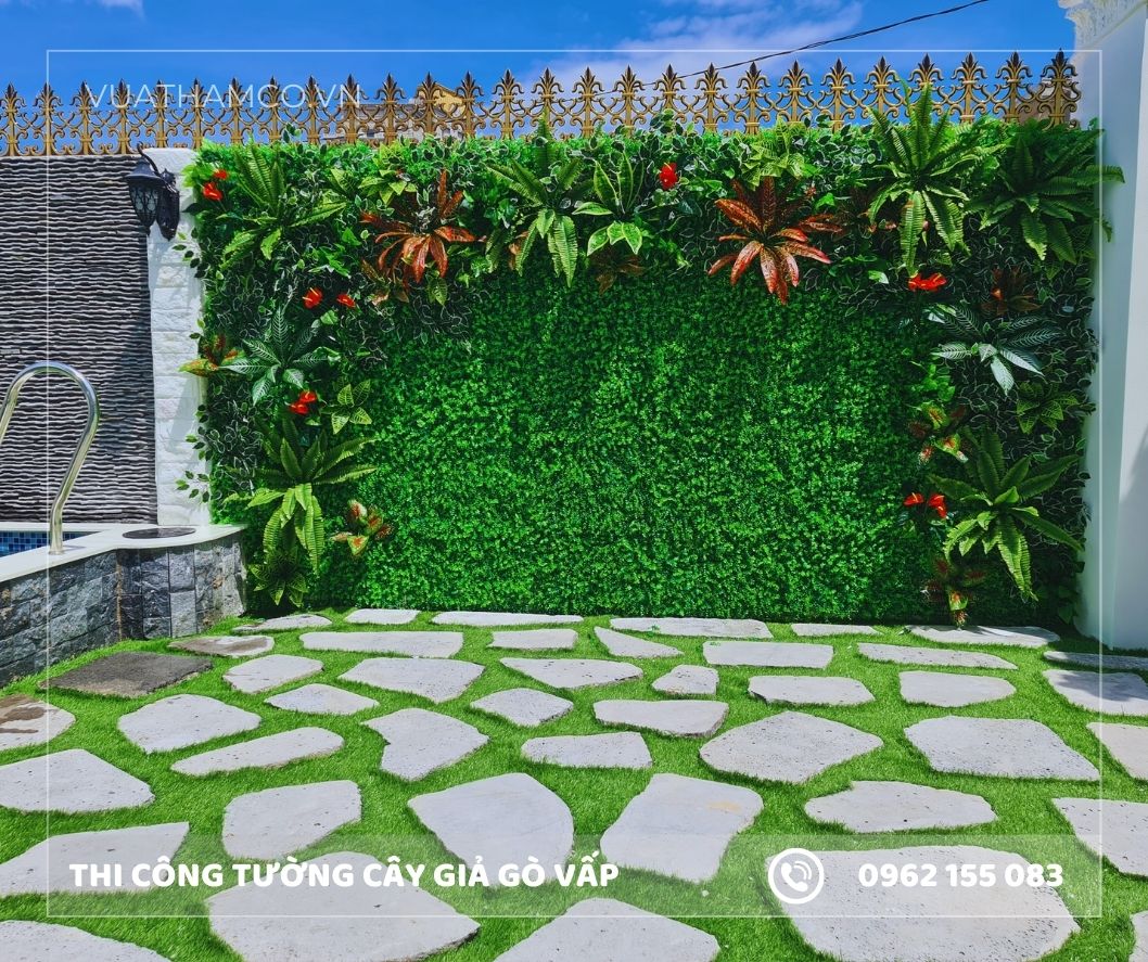Cỏ nhân tạo dán tường cây giả Gò Vấp