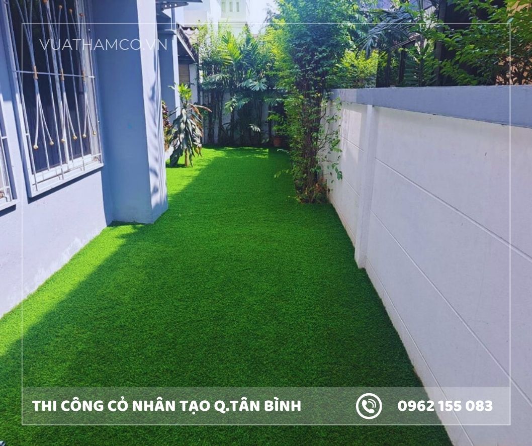 Thi công cỏ nhân tạo sân vườn ở Bình Tân