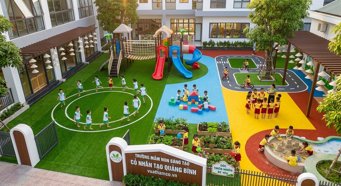 Cỏ nhân tạo trường mầm non Quảng Bình